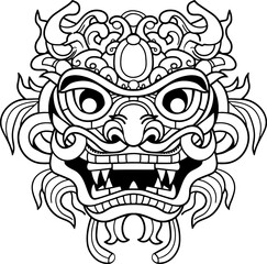 chinese lion dance head drawing