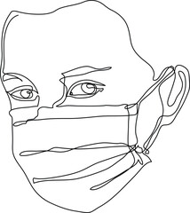 One continuous line drawing  medical face mask.