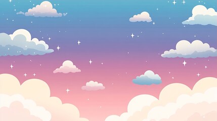 Pastel Sky Cloudscape Background Stars Night Dreamy Design