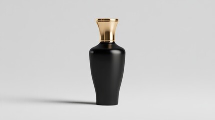 Obraz premium Elegant Black Vase with Gold Accents on a Minimalist Background Ideal for Home Decor, Interior Design Projects, and Artistic Displays