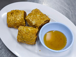 Deep Fried Crab Meat Rolls. Chinese food style.