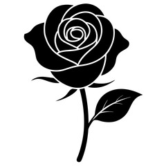 Silhouette of a delicate rose with soft curves