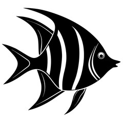 Silhouette of a tropical angelfish with angular fins