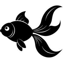 Silhouette of a playful goldfish with its flowing tail and small round body