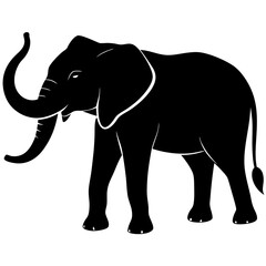 Silhouette of a proud elephant with its trunk raised