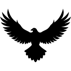 Silhouette of a soaring eagle with wings spread wide