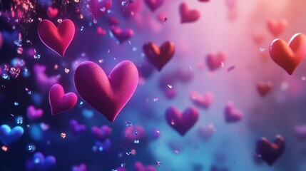 Romantic Valentine background with hearts falling in gradient