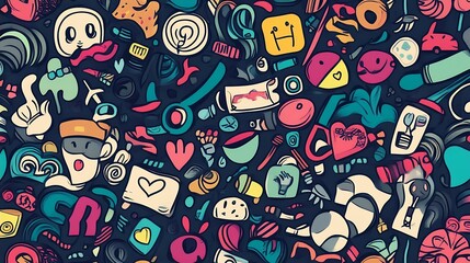 Colorful Doodle Art Background for Designs and Prints