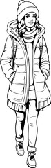 woman wearing winter clothes drawing