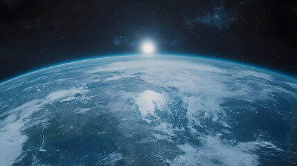 Fototapeta premium 28. A distorted yet harmonious depiction of Earth with swirling patterns of light and dark, symbolizing global balance and transformation 