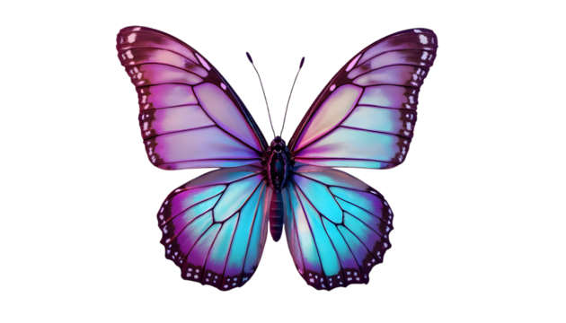 Stunning Purple Blue Butterfly Wings Isolated on Transparent Background