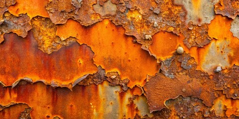 Close-Up of Weathered Rusted Metal Surface with Textured Corrosion Patterns in Shades of Orange, Brown, and Gray
