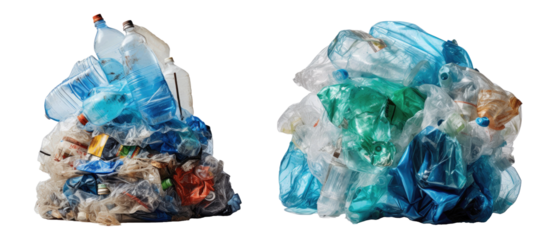 Pile of recyclable plastic waste.