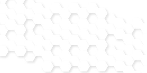 	
Minimal white hexagonal hexagon modern technology creative emboss light honeycomb polygonal web. abstract geometric science and mosaic tile with template web texture background.