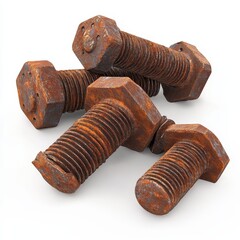 Rusty Metal Bolts, Close-up, Industrial Texture.