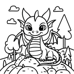 Obraz premium A black and white Cute dragon