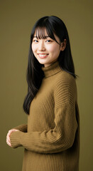 Obraz premium Beautiful Asian young woman in sweater