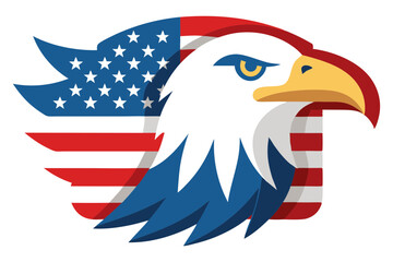 USA Flag and Eagle Vector for Independence Day Illustration