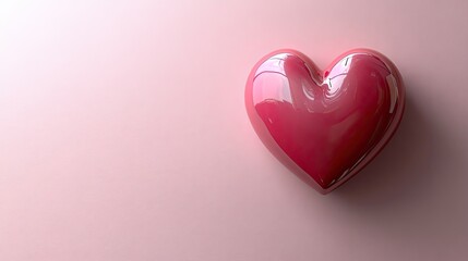 Fototapeta premium Pink heart icon on a pink background. 3D render.