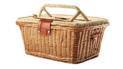 Wicker basket on transparent background 