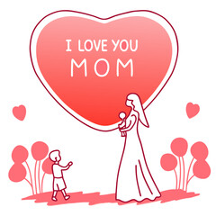 I love you mom illustration vector art