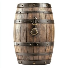 Fototapeta premium Antique Wooden Barrel with Metal Bands and Clasp.