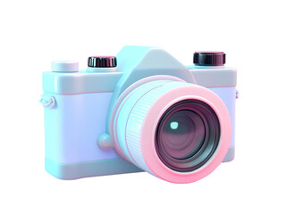 3d render of camera with pastel colors isolated on transparent background