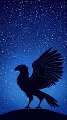 Fototapeta premium Majestic Gryphon Silhouetted Against A Starry Night Sky