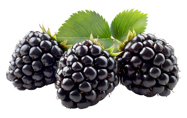 Fototapeta premium Blackberries with leaves png isolated on transparent background
