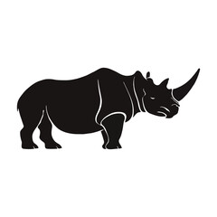 Obraz premium A Rhinoceros silhouette vector illustration, minimalist on white background