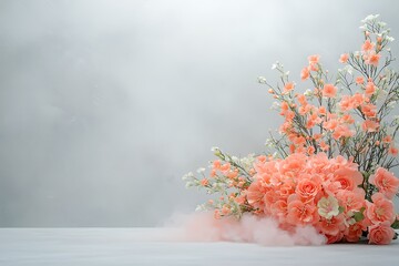 Soft viewpoint of an elegant floral arrangement event in a decorative nature environment