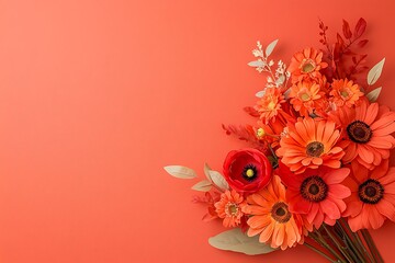 Obraz premium Indoor floral arrangement event featuring close-up of vibrant orange flowers