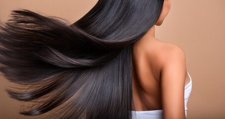Fototapeta premium アジア人女性の美しい黒髪。（Beautiful black hair of an Asian woman.） 