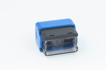 blue stamp isolated on white