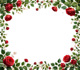 Rose Garland: A flowing garland of red roses and green leaves, ideal for framing or border designs.