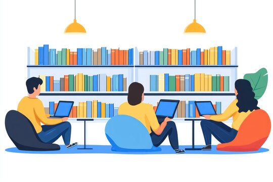 Shared study space with books and devices representing collaborative learning