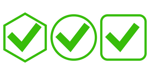 collection of green ticks with round, square, hexagon outlines