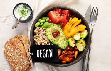 Gourmet and nutritious vegan meal. Healthy eating concept