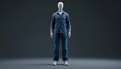 Fototapeta premium Men's Denim Shirt and Jeans Outfit Studio Shot