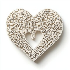 Intricate White Heart Labyrinth Design Perfect for Creative and Artistic Projects