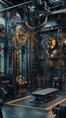 Obraz premium A Steampunk Inspired Gym With Intricate Machinery