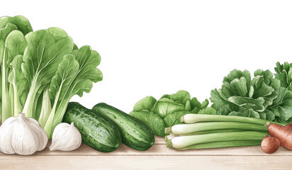 Fresh and Vibrant Vegetables on Wooden Table