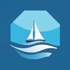 Fototapeta premium Sailboat sailing on blue water background