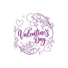 Elegant Valentine's Day Calligraphy with Heart and Floral Patterns
