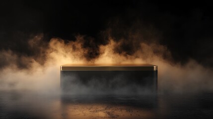 Dark Moody Product Display Platform with Gold Accent