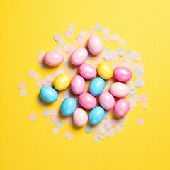 Obraz premium easter eggs on yellow