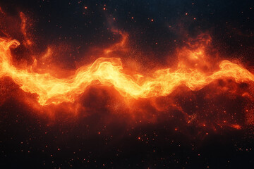 Fiery Flames in Motion with Sparks and Smoke on a Black Background, High-Resolution Close-Up Fire Texture Perfect for Dynamic Wallpapers and Visuals