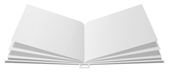 飛び出す絵本のモックアップ、見開きの白い本
