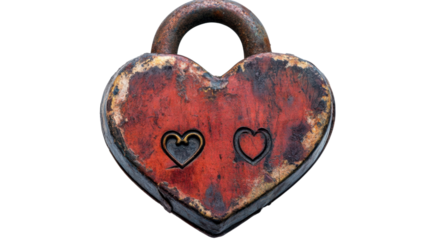 Heart shape padlock on transparent background