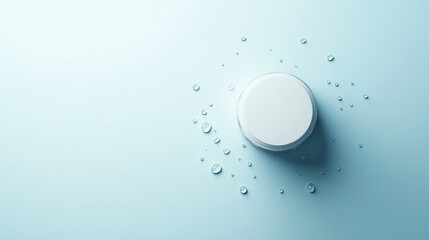 Clean and Minimalist Cosmetic Container on Smooth Surface Surrounded by Water Droplets for Beauty and Skincare Products Display
